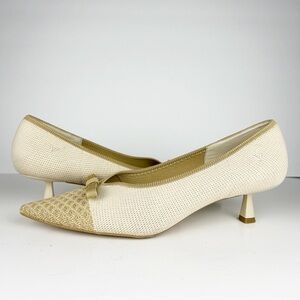 Vivaia Serena Pointed Toe Bow Detail Cream Ivory Slip On Kitten Heel EU 42
